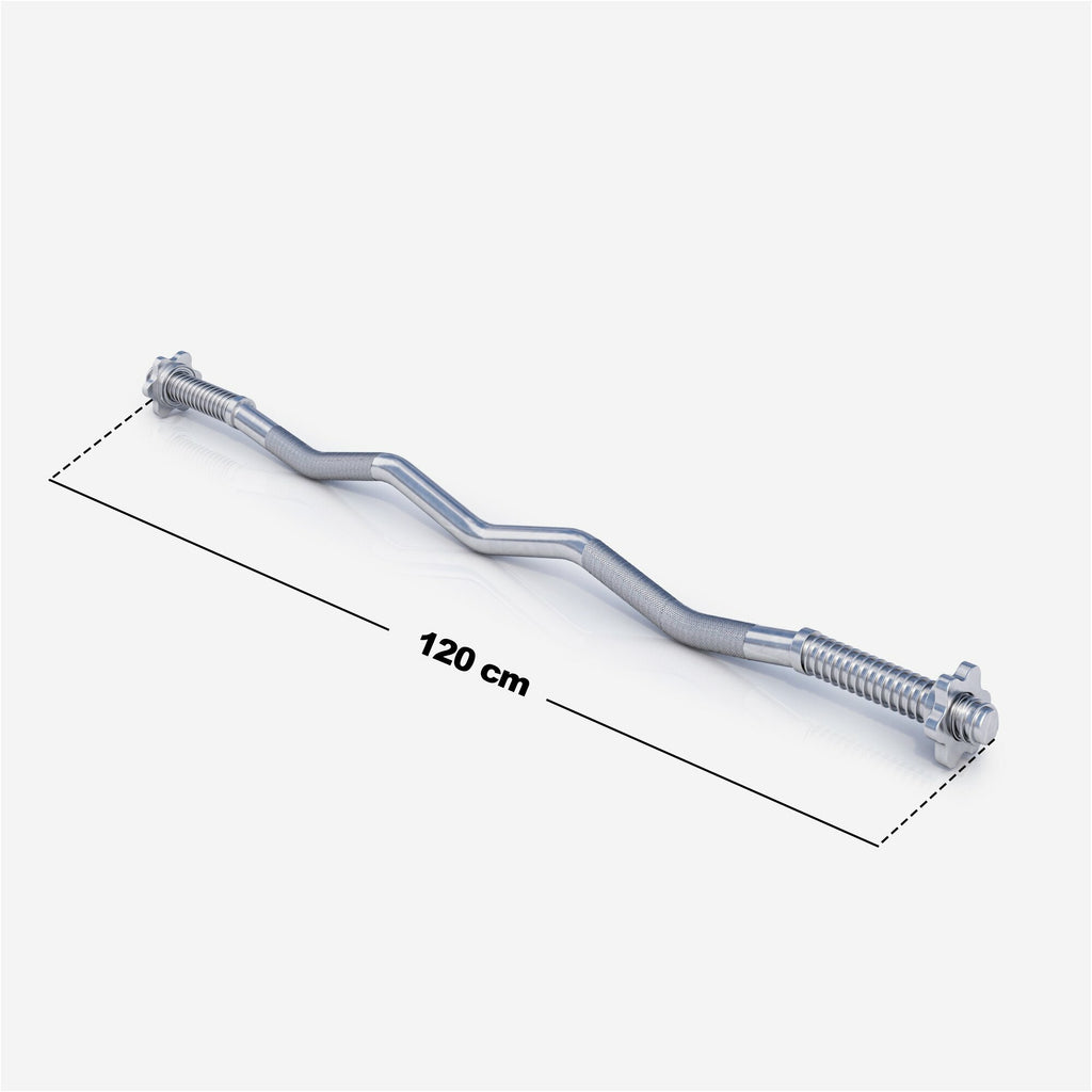EZ bicepsa stienis 120 cm ar vītņotiem fiksatoriem, hroms