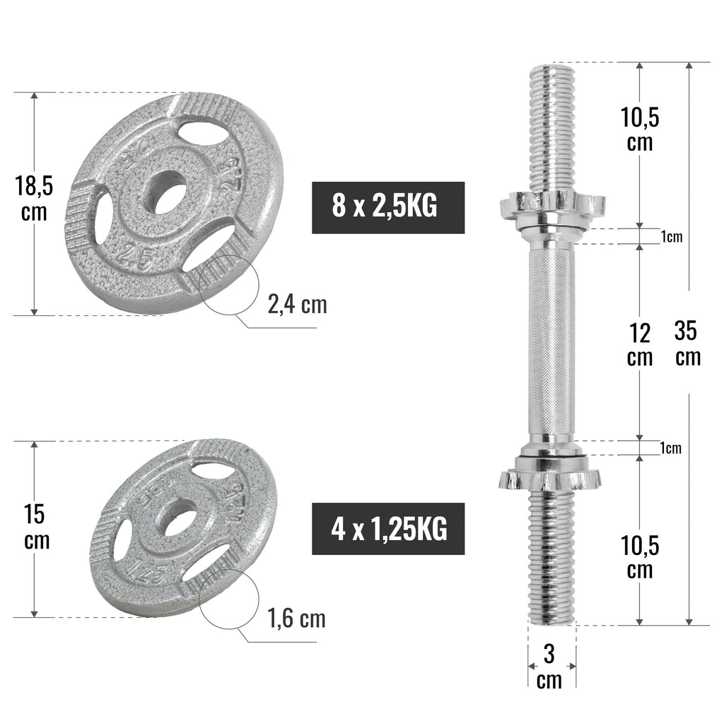 Tri Grip čuguna hanteļu komplekts 30 kg