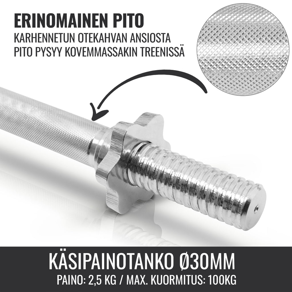 Ar gumiju pārklāts hanteļu komplekts 30 kg