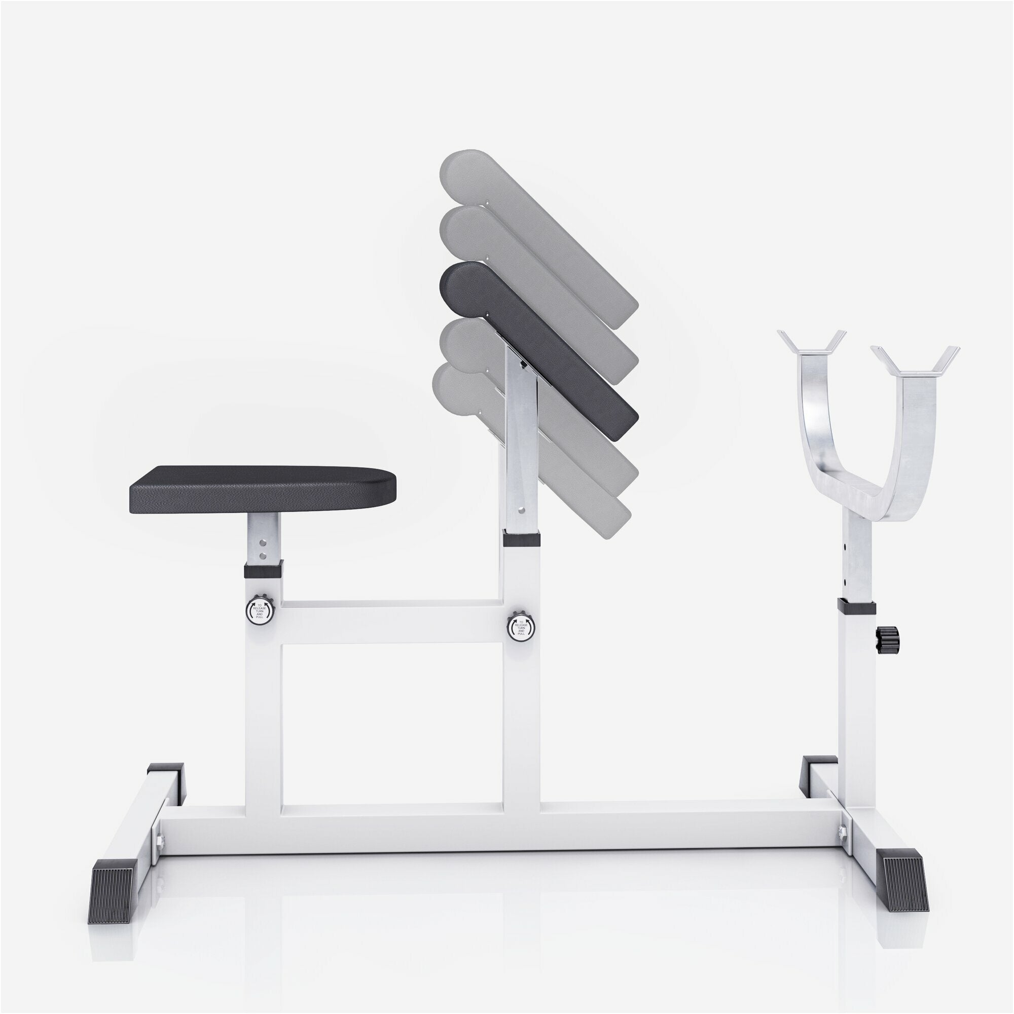 Regulējams Scott sols bicepsa treniņam, balts/melns