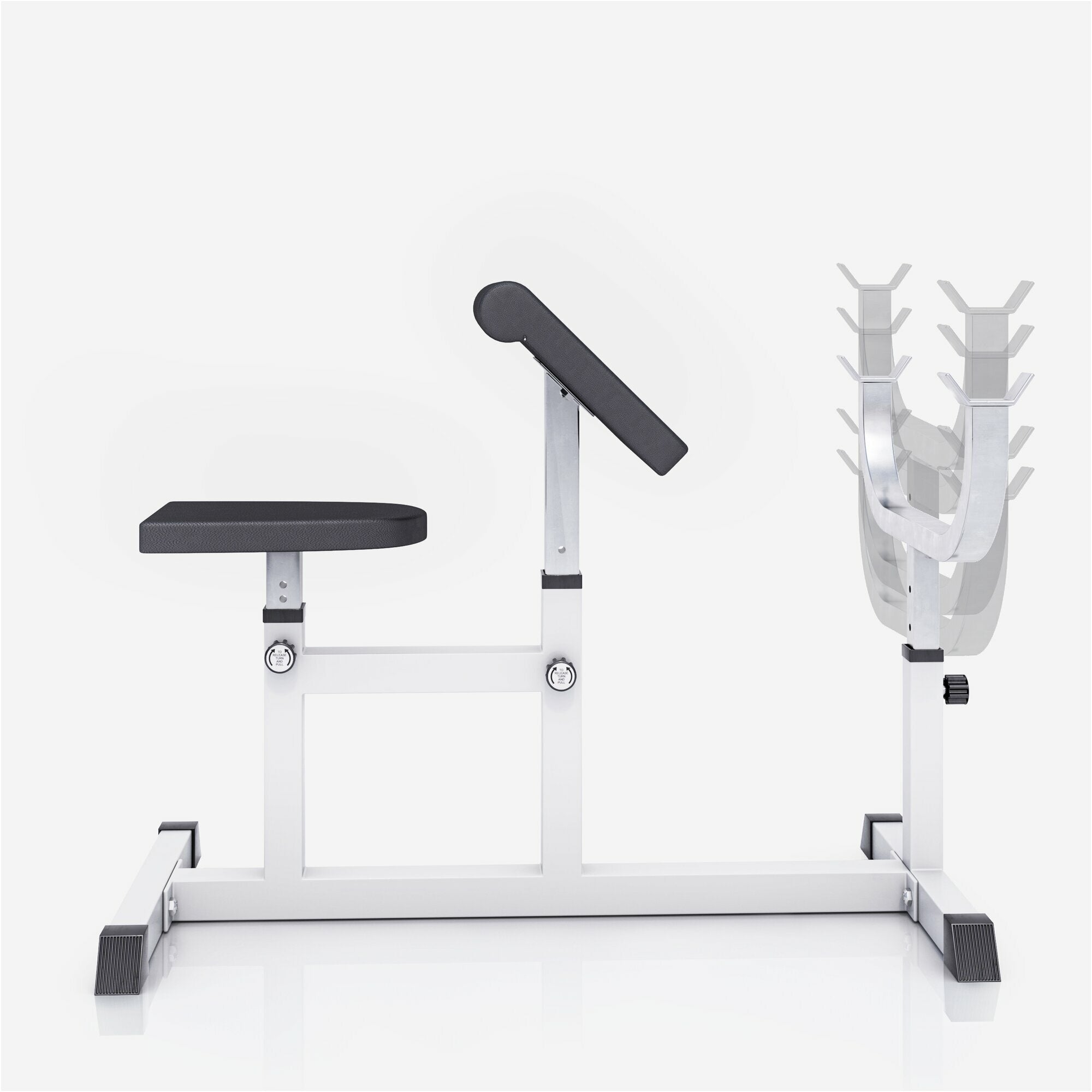 Regulējams Scott sols bicepsa treniņam, balts/melns