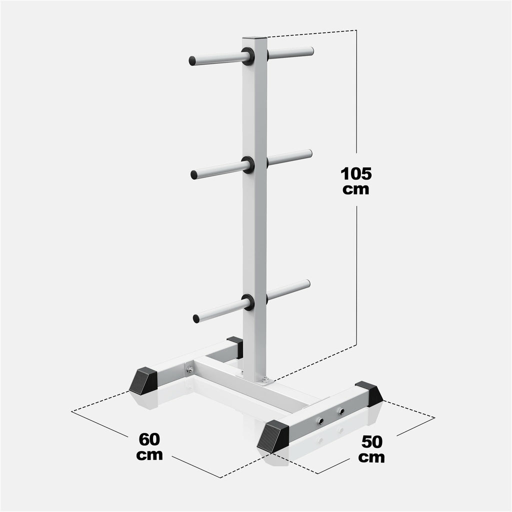 Vertikāls svaru disku statīvs 30 mm svaru diskiem, balts