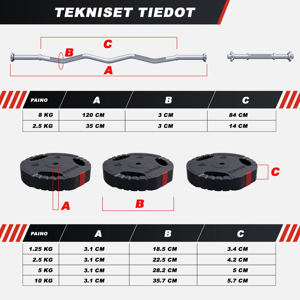 Vinila Tri Grip stieņa komplekts 70 kg
