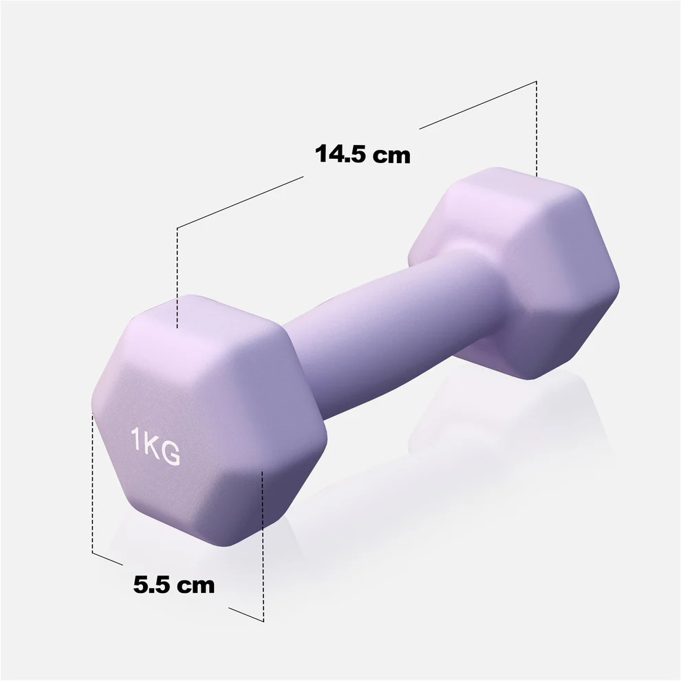 Neoprēna hanteles 1 kg / 2 gab., violetas