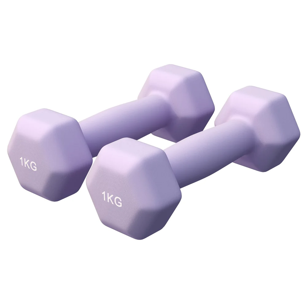 Neoprēna hanteles 1 kg / 2 gab., violetas
