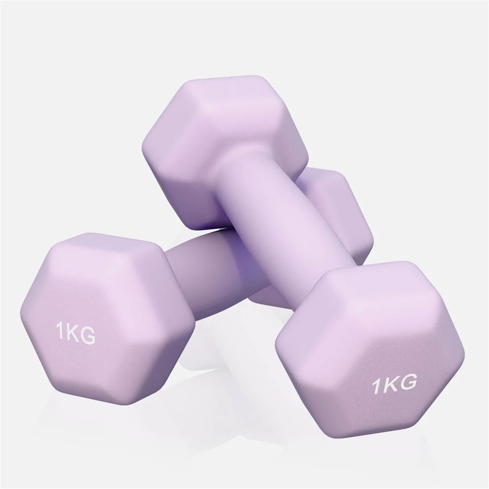 Neoprēna hanteles 1 kg / 2 gab., violetas