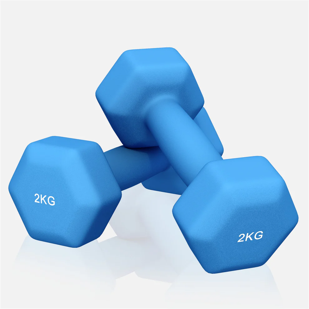 Neoprēna hanteles 2 kg / 2 gab., zilas