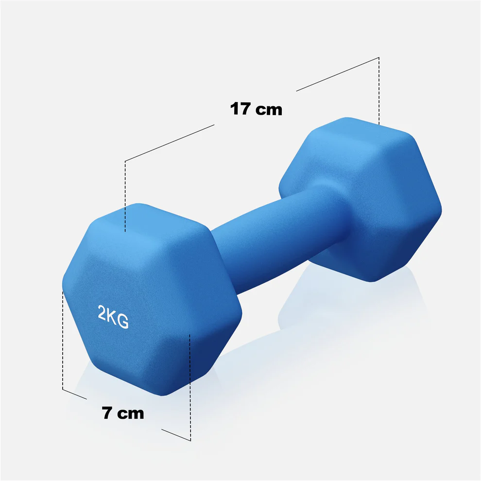 Neoprēna hanteles 2 kg / 2 gab., zilas
