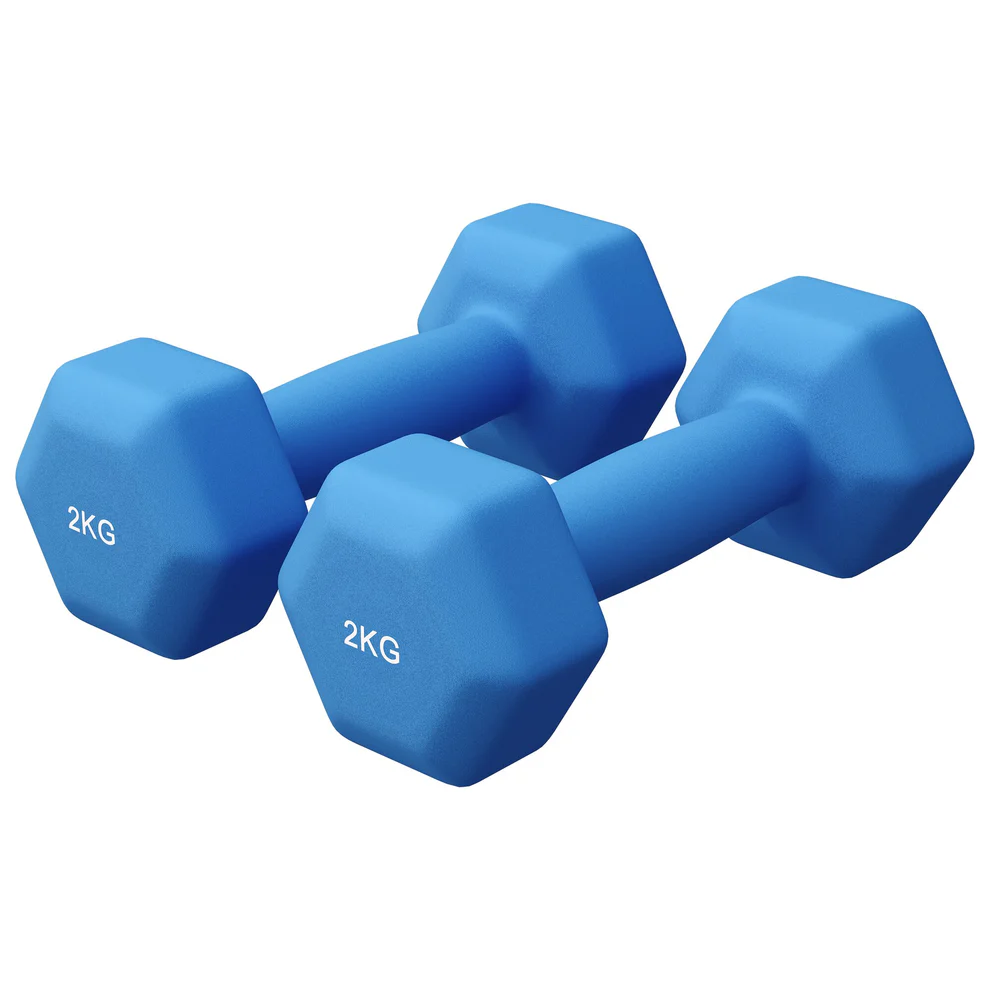 Neoprēna hanteles 2 kg / 2 gab., zilas
