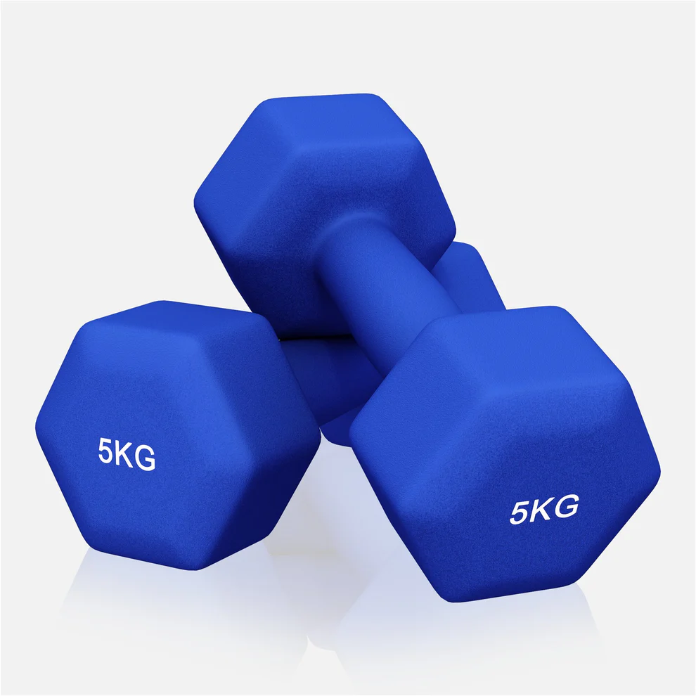 Neoprēna hanteles 5 kg, 2 gab., tumši zilas