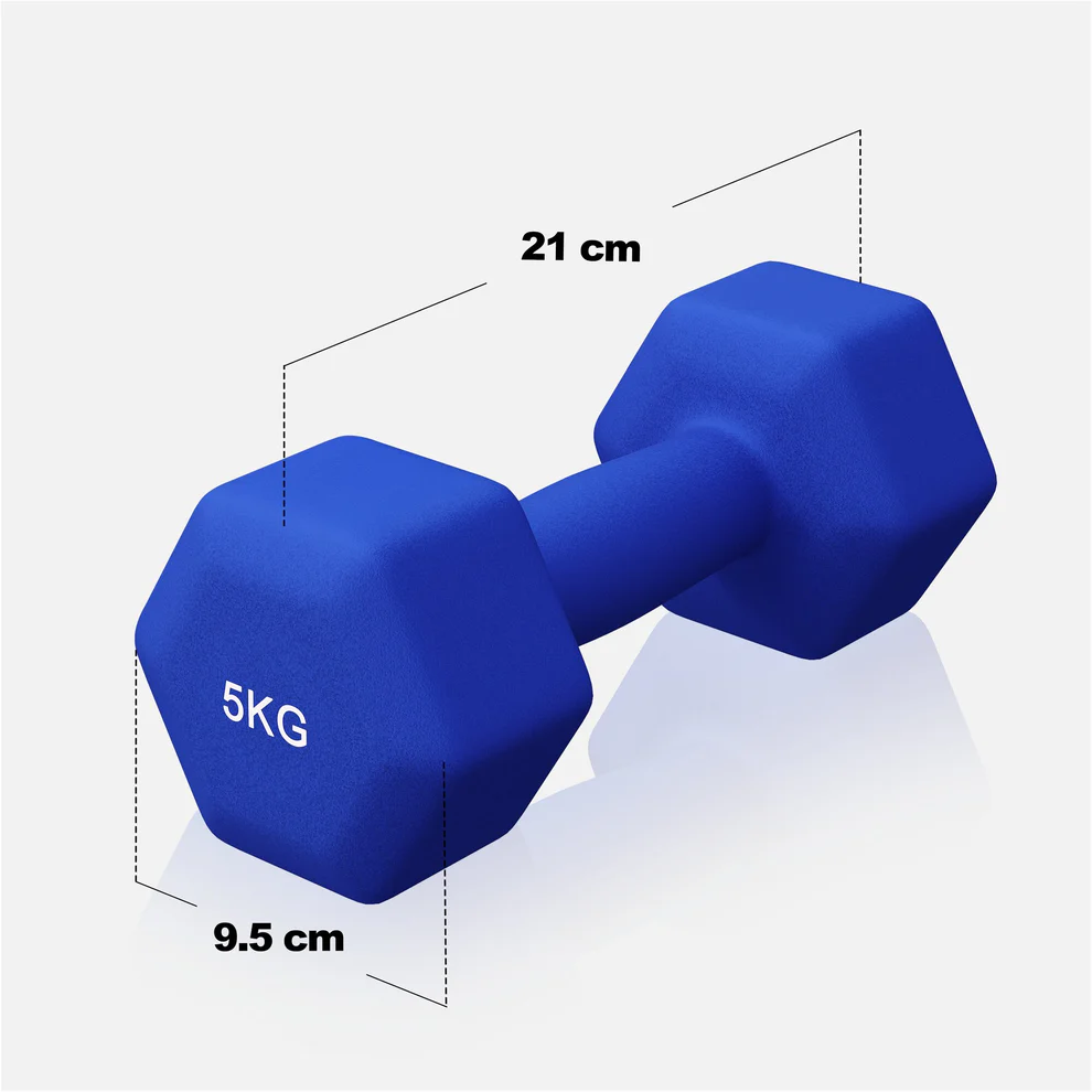 Neoprēna hanteles 5 kg, 2 gab., tumši zilas