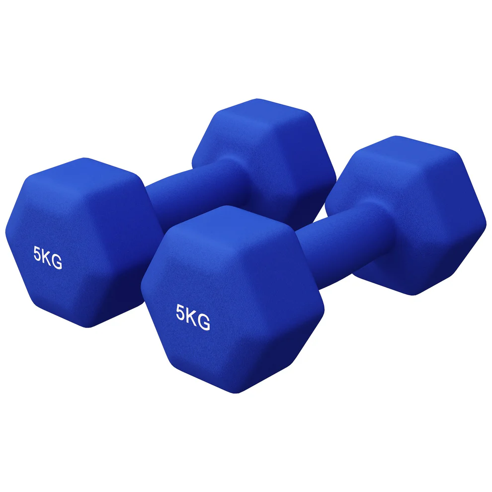 Neoprēna hanteles 5 kg, 2 gab., tumši zilas