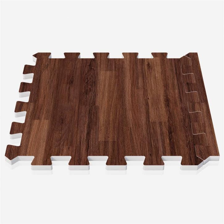EVA aizsargpaklājs 18 daļas + malu daļas 30 x 30 cm, tumšs koka raksts