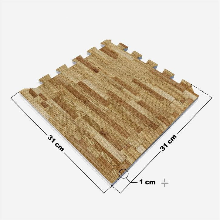 EVA aizsargpaklājs 18 daļas + malu daļas 30 x 30 cm, koka raksts