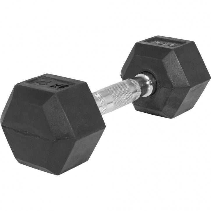Hexagon hantele 2,5-25kg, ar gumiju pārklāts čuguns (ātrā piegāde)