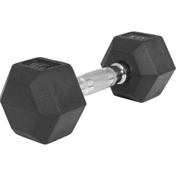 Hexagon hantele 2,5-25kg, ar gumiju pārklāts čuguns (ātrā piegāde)