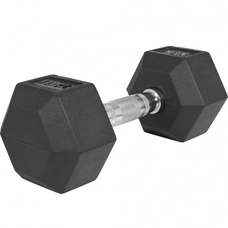 Hexagon hantele 2,5-25kg, ar gumiju pārklāts čuguns (ātrā piegāde)