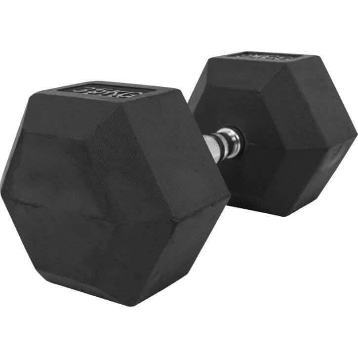 Hexagon hantele 2,5-25kg, ar gumiju pārklāts čuguns (ātrā piegāde)