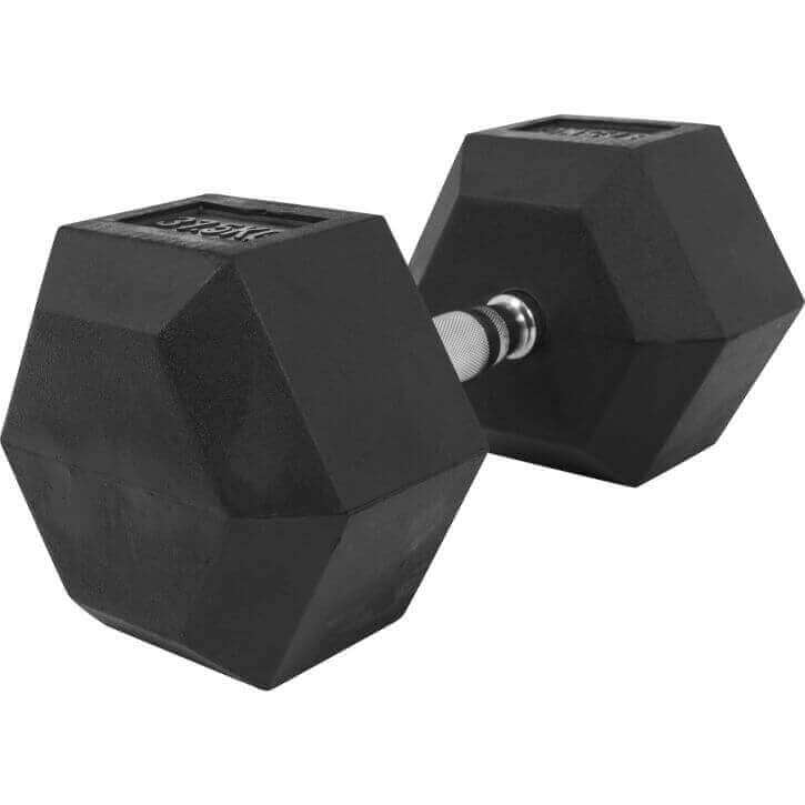 Hexagon hantele 2,5-25kg, ar gumiju pārklāts čuguns (ātrā piegāde)