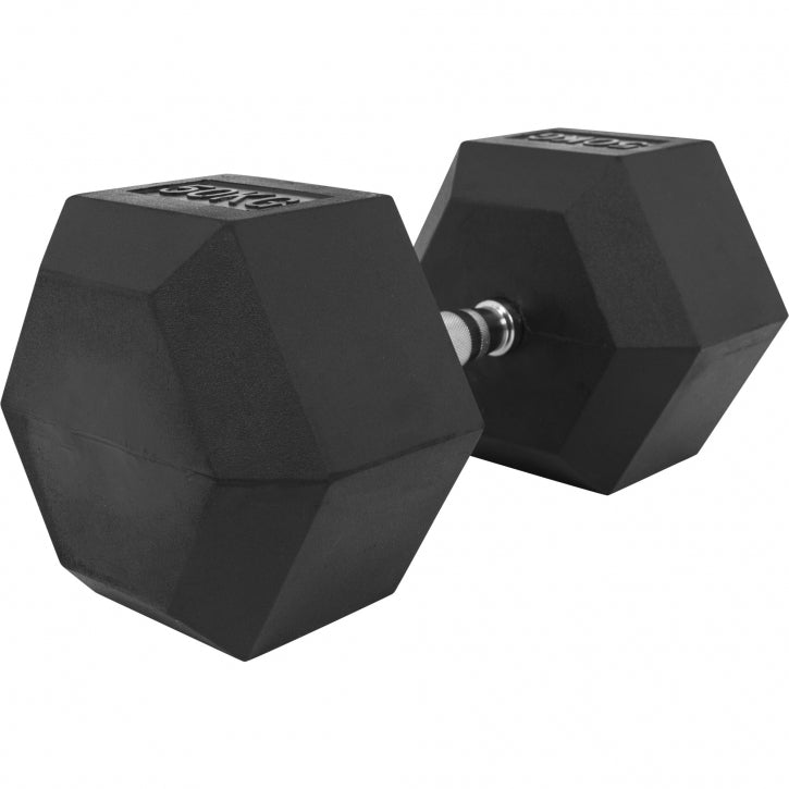 Hexagon hantele 2,5-25kg, ar gumiju pārklāts čuguns (ātrā piegāde)