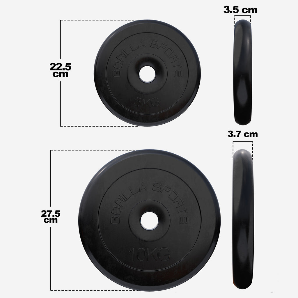 Gumijas svaru diski 2 x 5 kg + 2 x 10 kg, 30 mm