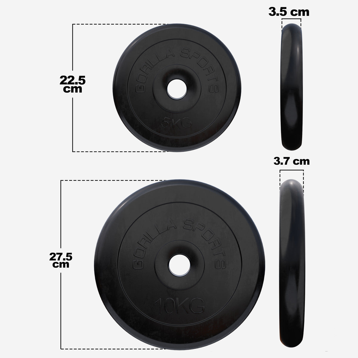 Gumijas svaru diski 2 x 5 kg + 2 x 10 kg, 30 mm