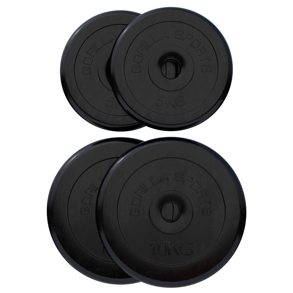 Gumijas svaru diski 2 x 5 kg + 2 x 10 kg, 30 mm