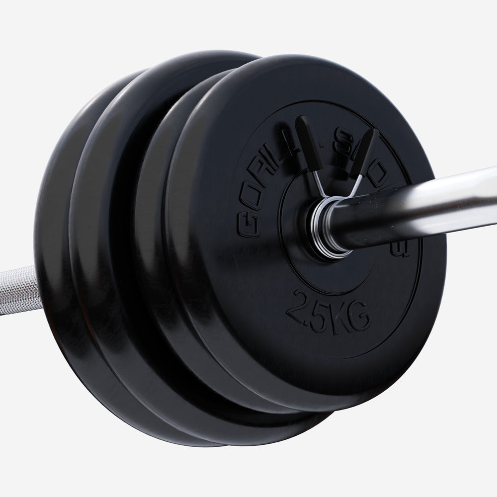 Gumijas svaru diski 30 mm, 4 x 2,5 kg + 4 x 5 kg