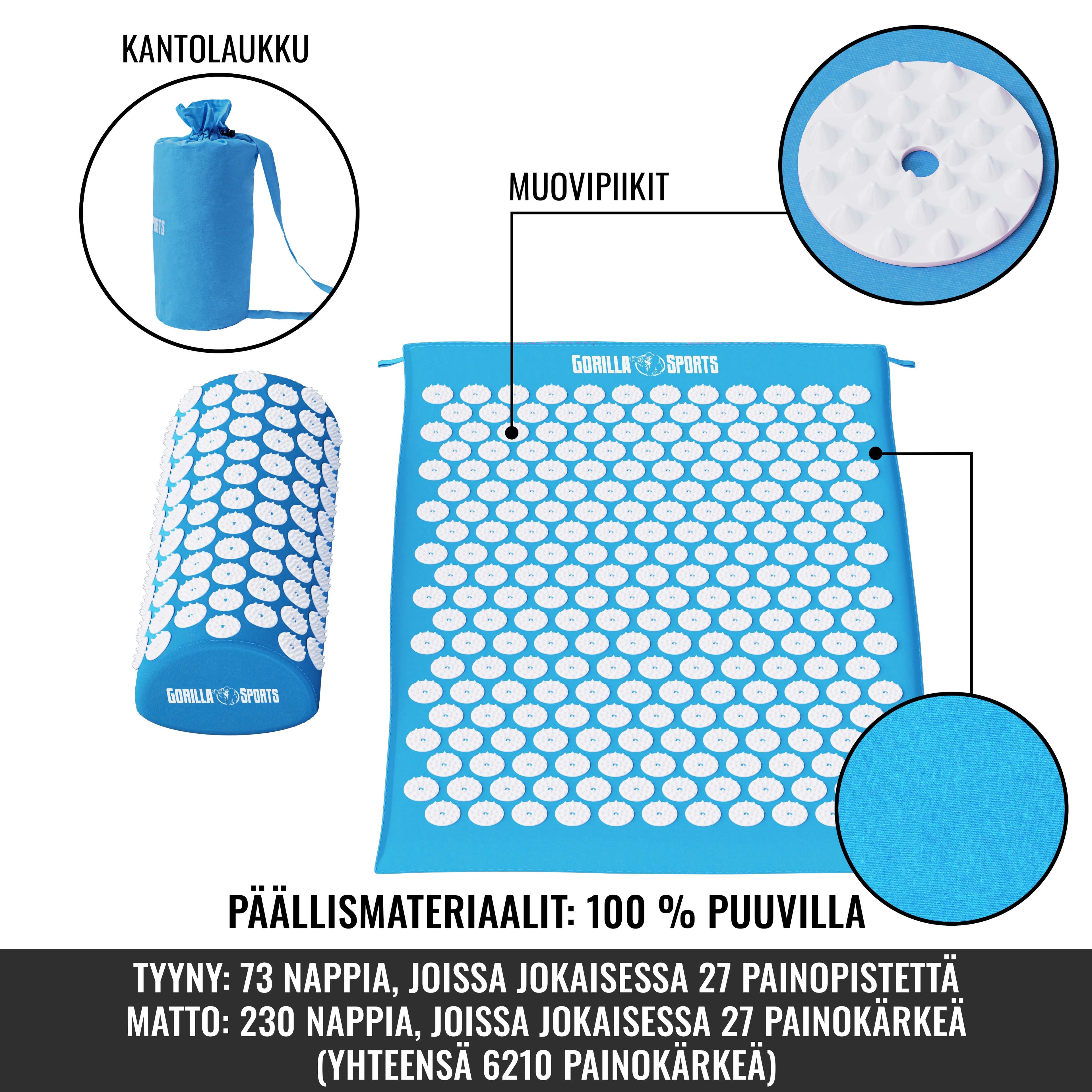 Akupresūras paklājs un spilvens ar pārnēsāšanas somu