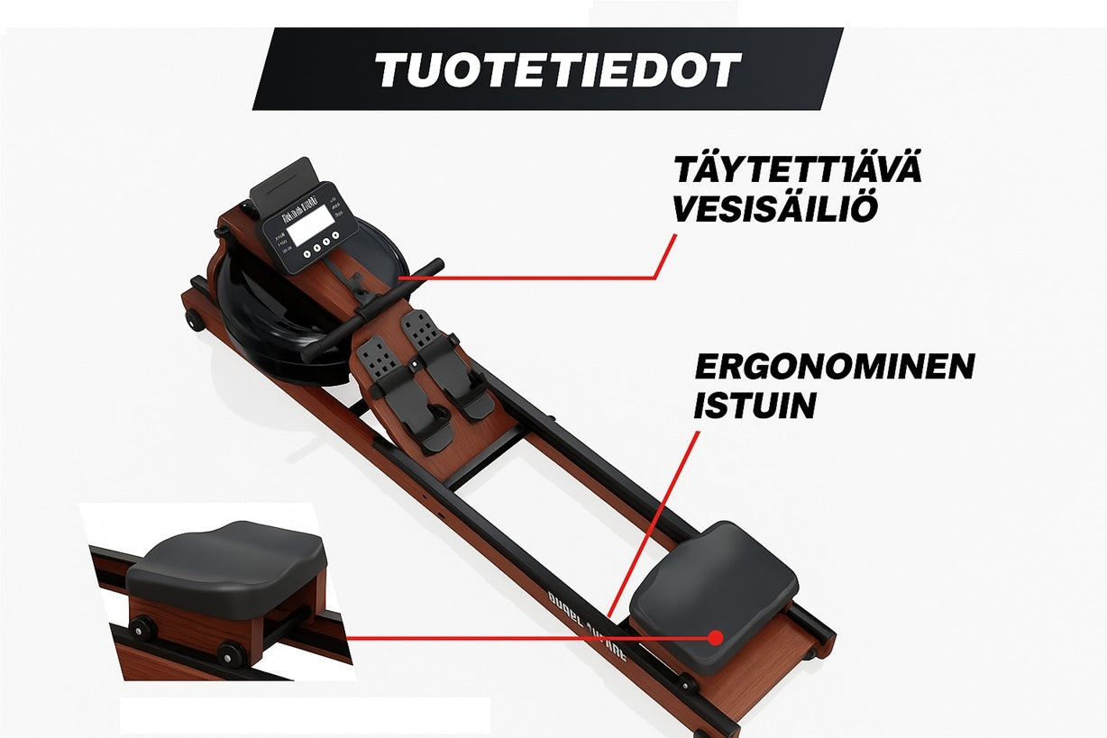 Ūdens pretestības airēšanas trenažieris ar koka rāmi