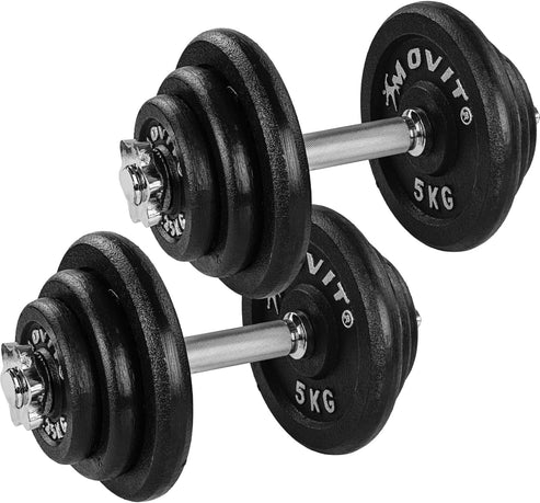 Hanteļu komplekts 20–60 kg ar čuguna diskiem un 30 mm stieņiem