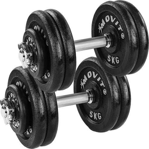 Hanteļu komplekts 20–60 kg ar čuguna diskiem un 30 mm stieņiem