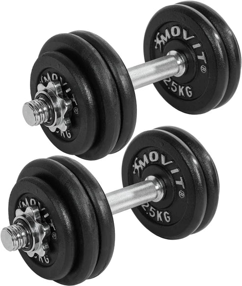 Hanteļu komplekts 20–60 kg ar čuguna diskiem un 30 mm stieņiem