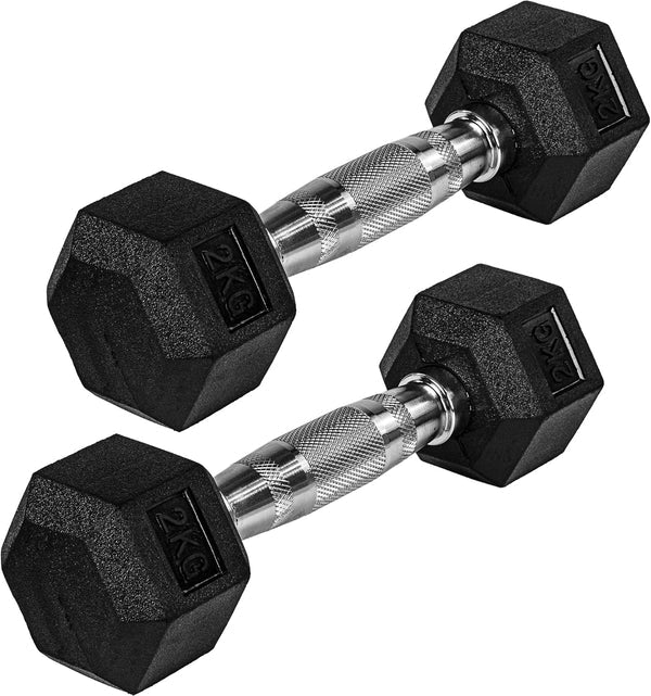 Hexagon hanteļu pāris 4–60 kg ar gumijas pārklājumu