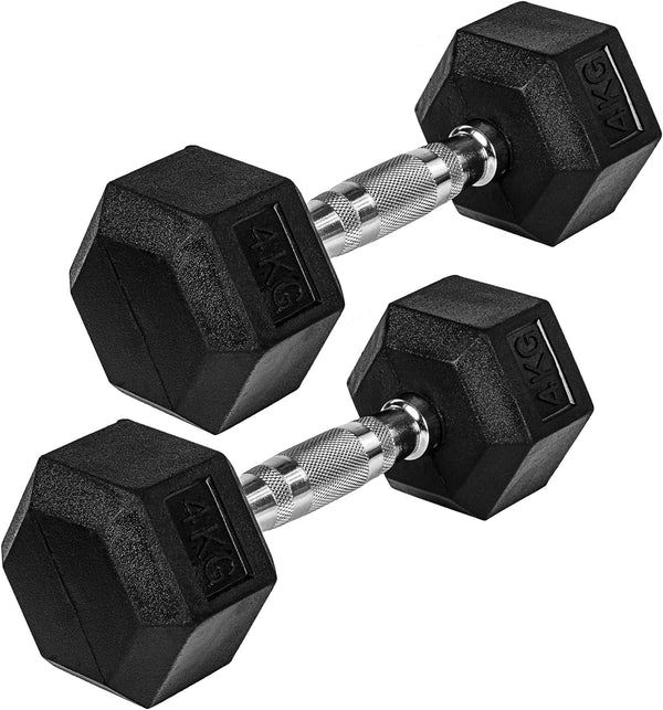 Hexagon hanteļu pāris 4–60 kg ar gumijas pārklājumu