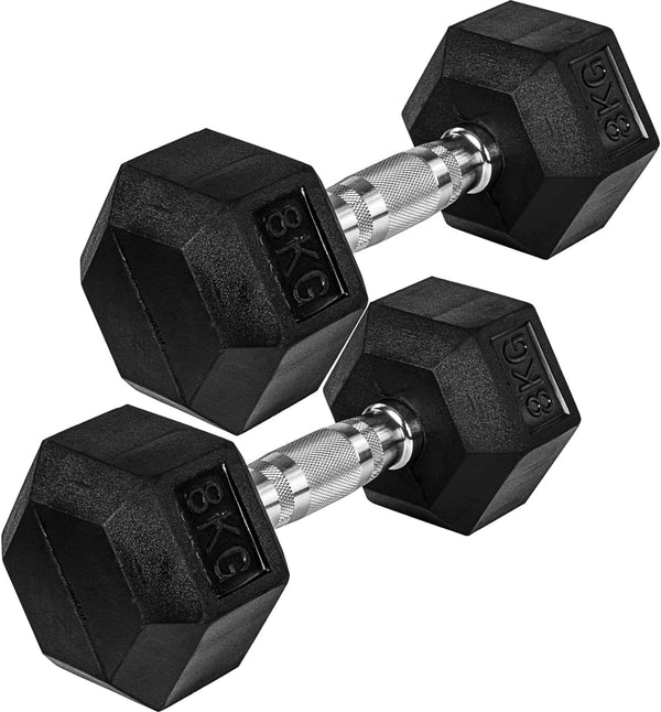 Hexagon hanteļu pāris 4–60 kg ar gumijas pārklājumu