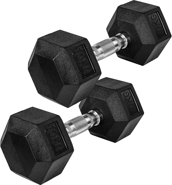 Hexagon hanteļu pāris 4–60 kg ar gumijas pārklājumu