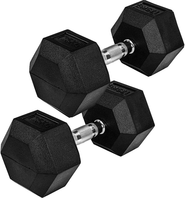 Hexagon hanteļu pāris 4–60 kg ar gumijas pārklājumu