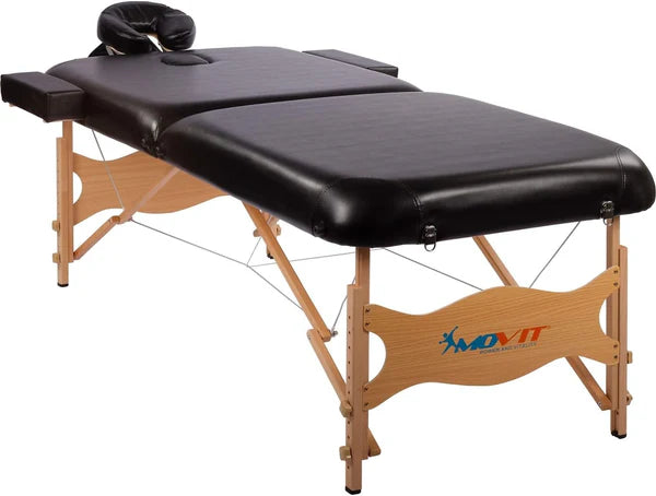 Salokāms masāžas galds 80 cm – melns/balts