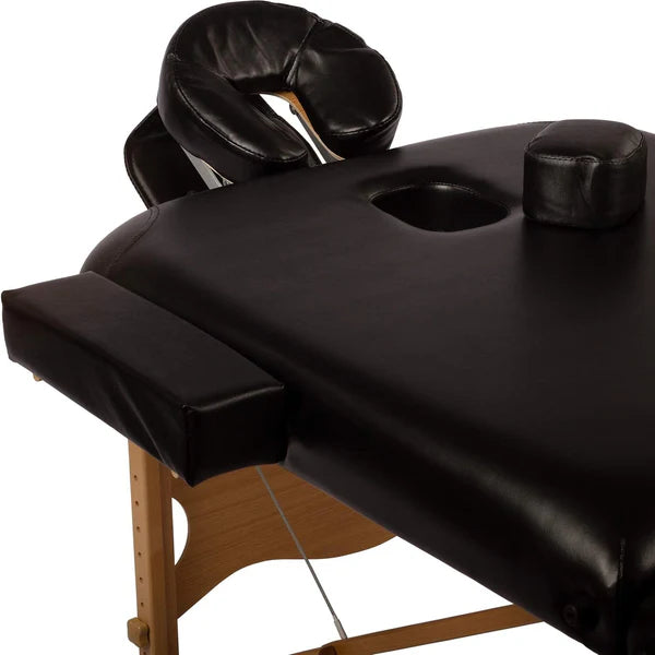 Salokāms masāžas galds 80 cm – melns/balts