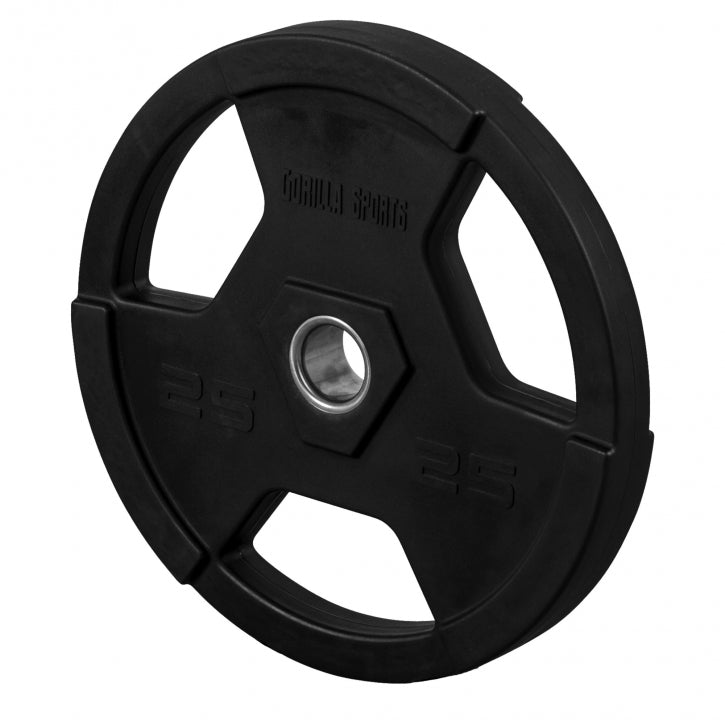 Olimpiskais svaru disks 25 kg ar satvēriena rokturiem