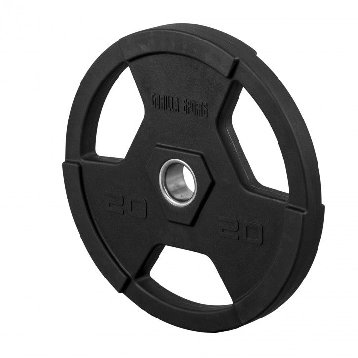 Olimpiskais svaru disks 20 kg ar satvēriena rokturiem