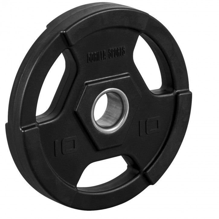 Olimpiskais svaru disks 10 kg ar satvēriena rokturiem