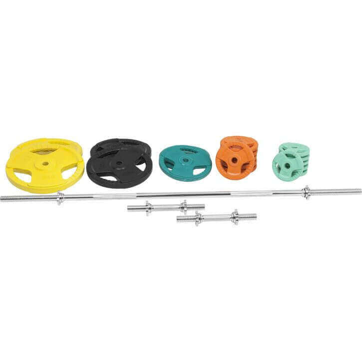 Gumijots stieņa un disku komplekts 100 kg 30 mm