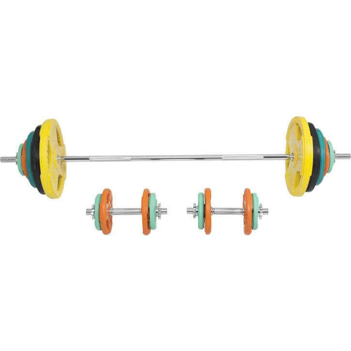 Gumijots stieņa un disku komplekts 100 kg 30 mm