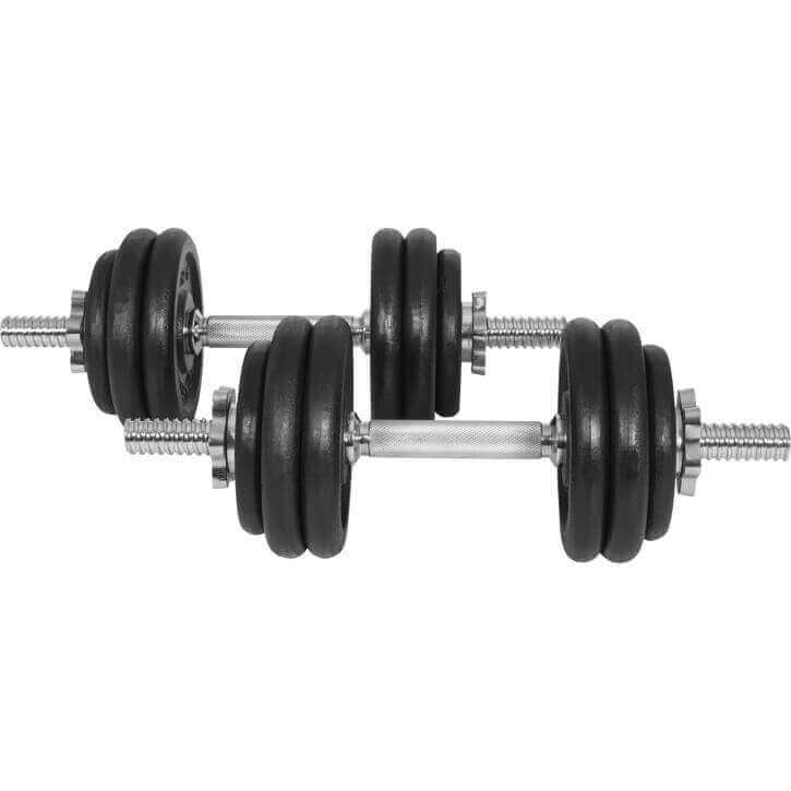 Čuguna hanteles komplekts 30 kg ar vītņotām fiksatorām, 25mm