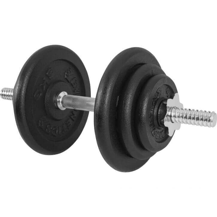 Čuguna regulējama hantele 20kg ar vītņotām fiksatorām 45cm, Ø 25mm