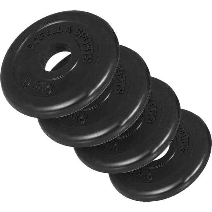 Ar gumiju pārklāti svaru diski 4 x 0,5 kg, 30 mm