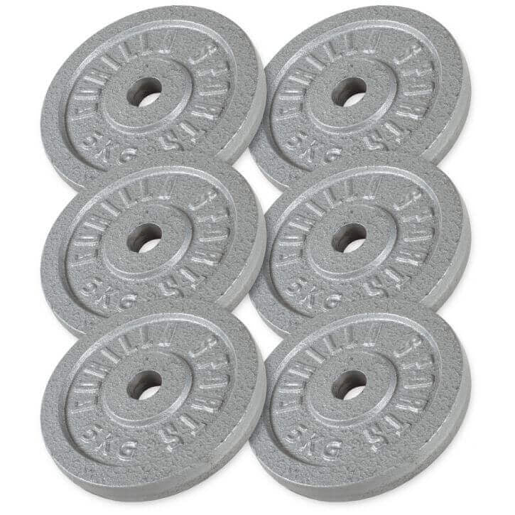 Čuguna svaru diski 6 x 5 kg, 30 mm