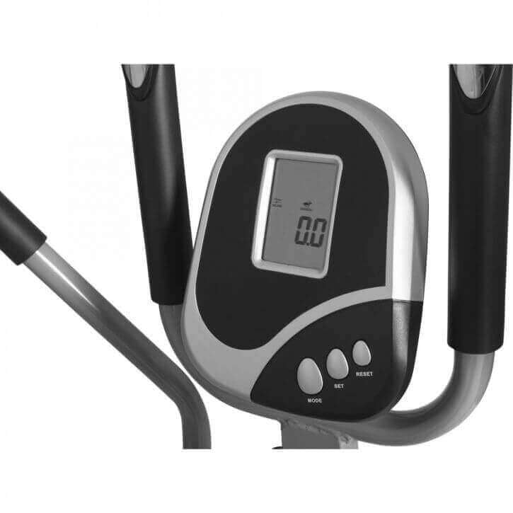 Crosstrainer ar sēdekli, rokturiem un treniņu datoru